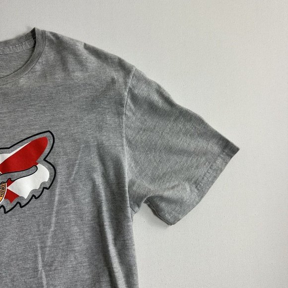 Fox Racing T Shirt Men Medium Gray Short Sleeve Graphic Logo Cotton Premium ￼Fit - Picture 4 of 9